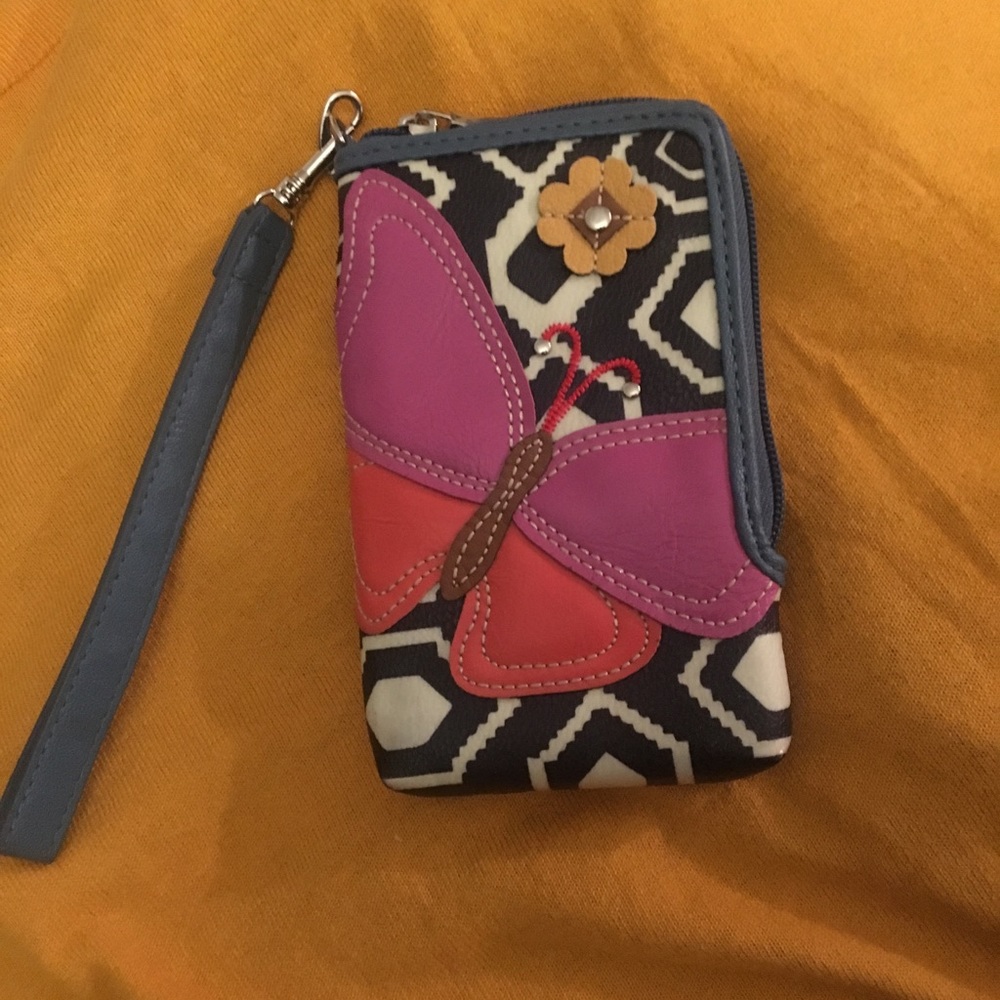 Relic wristlet butterfly appliqué